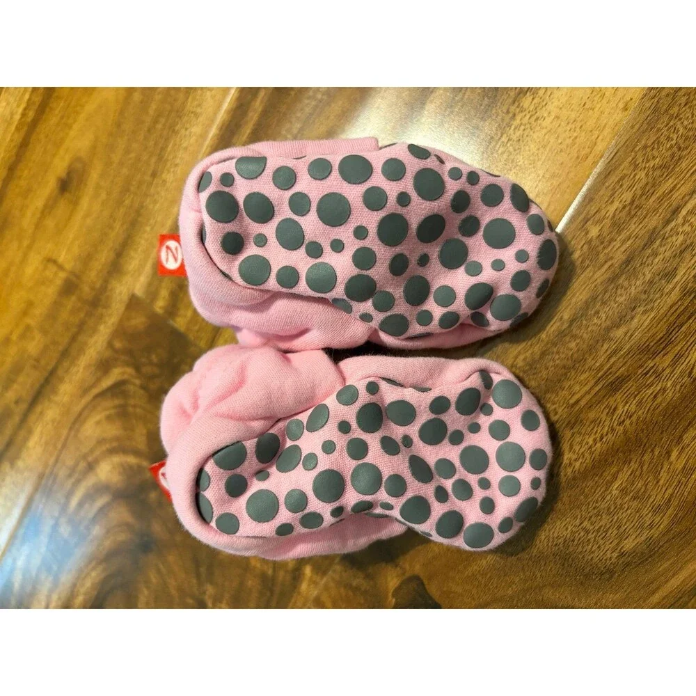 Zutano Cotton Gripper Booties, Pink, Size 12M